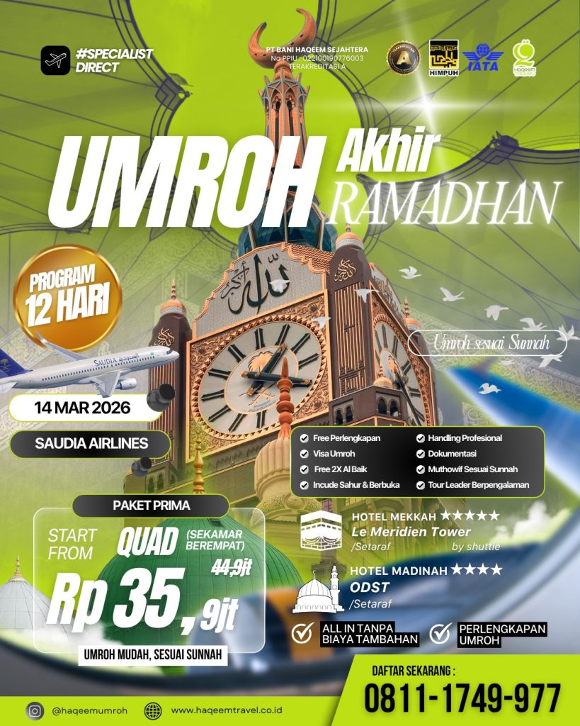 Paket Umroh Libur Akhir Ramadhan Lailatul Qadar 2026