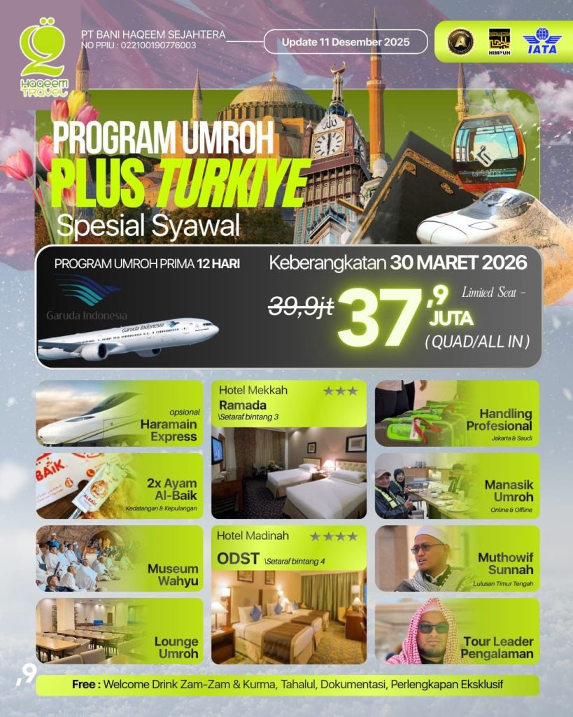 Paket Umroh Plus Turki Syawal 2026 Musim Tulip